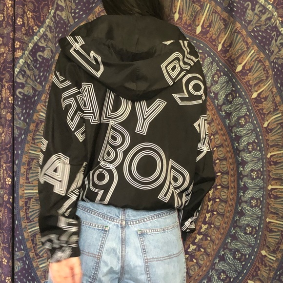 Forever 21 Black White Hooded Windbreaker 1991 Med - Picture 7 of 16